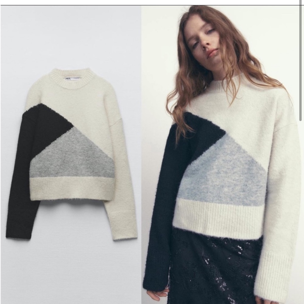 ZARA COLORBLOCK KNIT SWEATER - size S